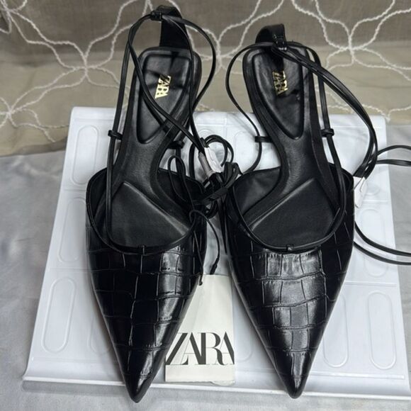 (Z) Zara, flat pointed toe shoes, ankle straps, sizes US/EU 37/6.5, 36/6 - Picture 6 of 14